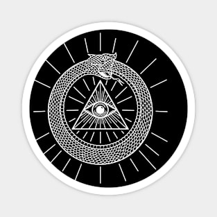 Ouroboros, all-seeing eye (White) Magnet